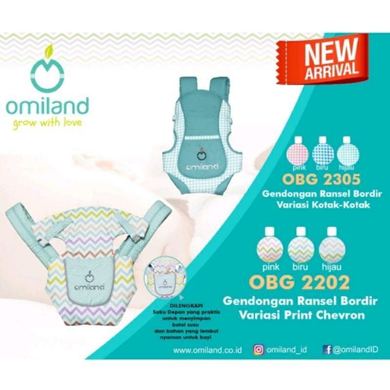 Omiland Gendongan Ransel Bordir Print Chevron/Gendongan Depan Omiland Series OBG 2202