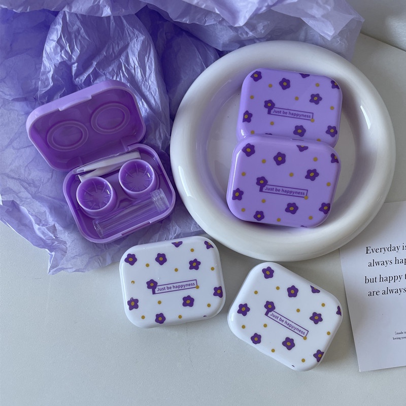 2in1 Case Lensa Mini Bunga Softlens Premium / Wadah Soflens isi 2 in 1 Travel Kit Mini Cute Lucu Lav