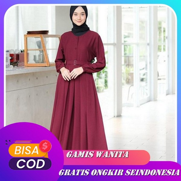 Hd16:Joi Long Tunik [Midi Dress] Baju Wanita Fashion Muslim Terbaru [Kekinian] Terlaris 2022 Bahan S