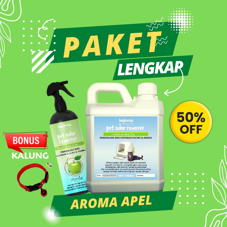 Paket lengkap pet odor remover penghilang bau pesing dan kotoran hewan Refill 1 Liter dan Spray 250 ml parfum kucing anjing