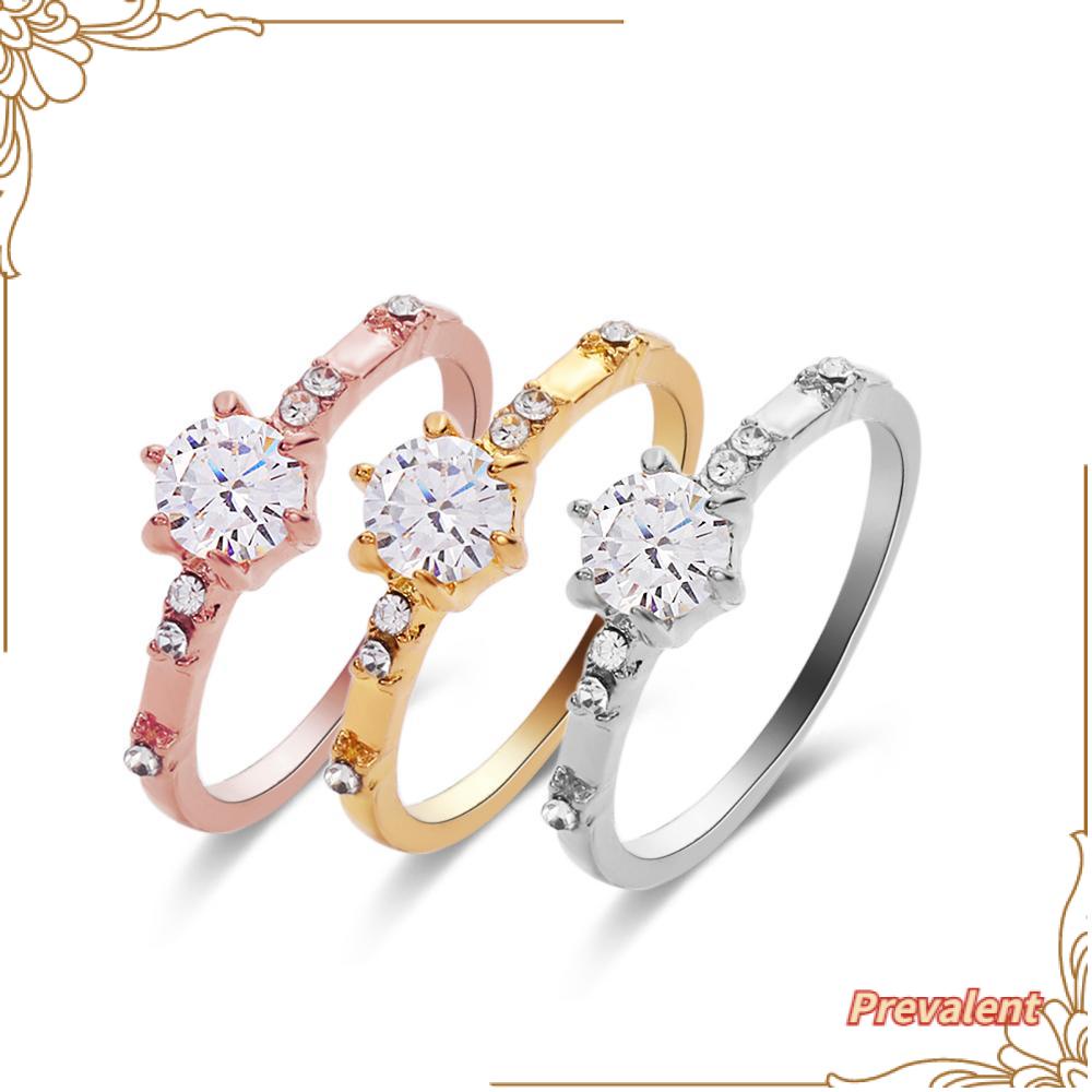 Preva 14K Band Cincin Hadiah Wanita Pernikahan Kristal Berlian Imitasi