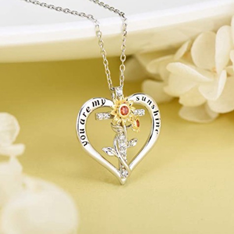Distance Sunflower Necklace Untuk Wanita Perhiasan Kalung Hati Perak925 Sterling