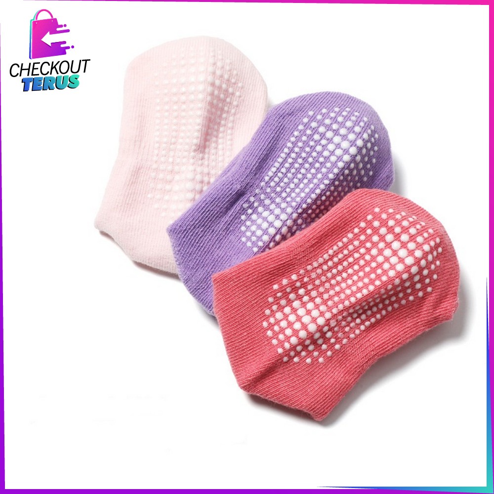 CT P535 Kaos Kaki Anak 6 Pasang Anti Slip Pendek Polos Kaus Kaki Licin Anak Perempuan Laki Laki Baby Kids Socks