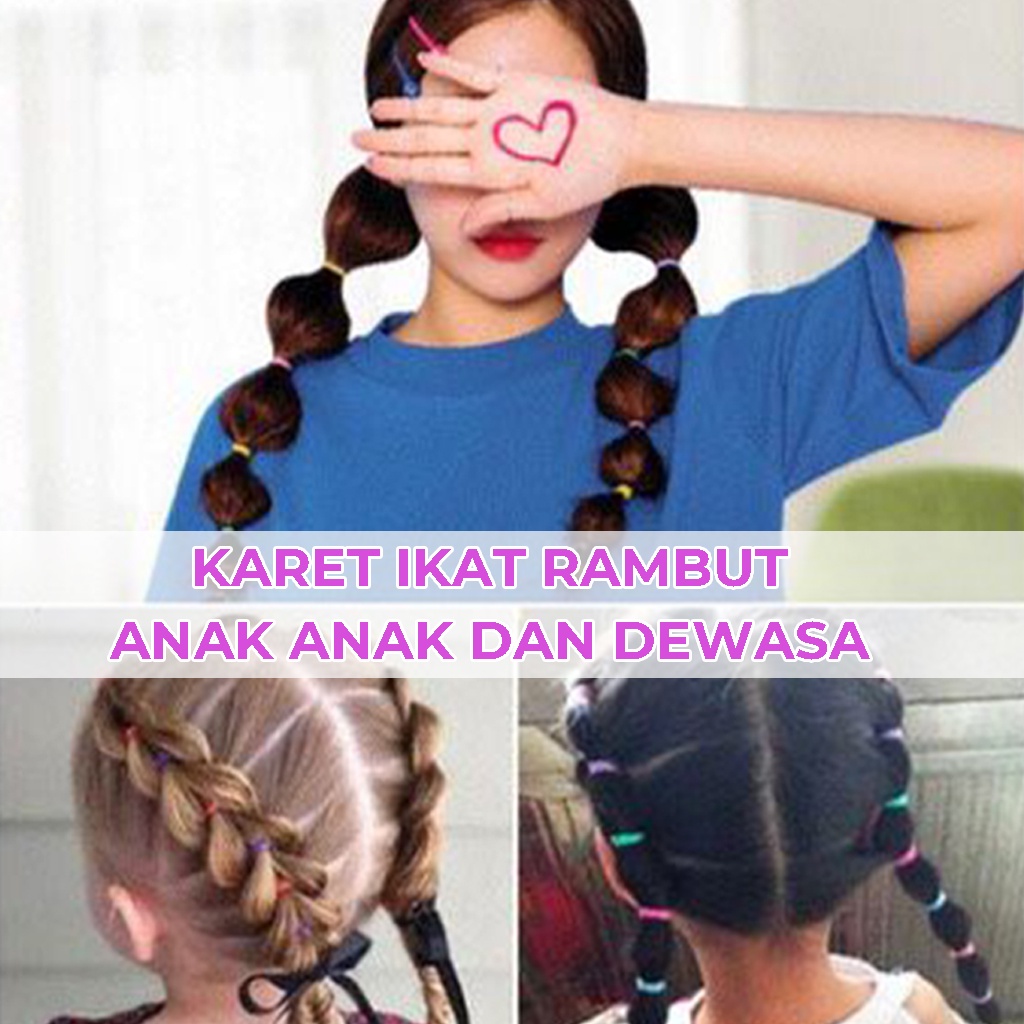 Karet Jepang Isi 600pcs Ikat Rambut Anak Warna Warni Tali Kunciran Rambut Perempuan Hair Tie aksesoris rambut | GROSIRXPRESS