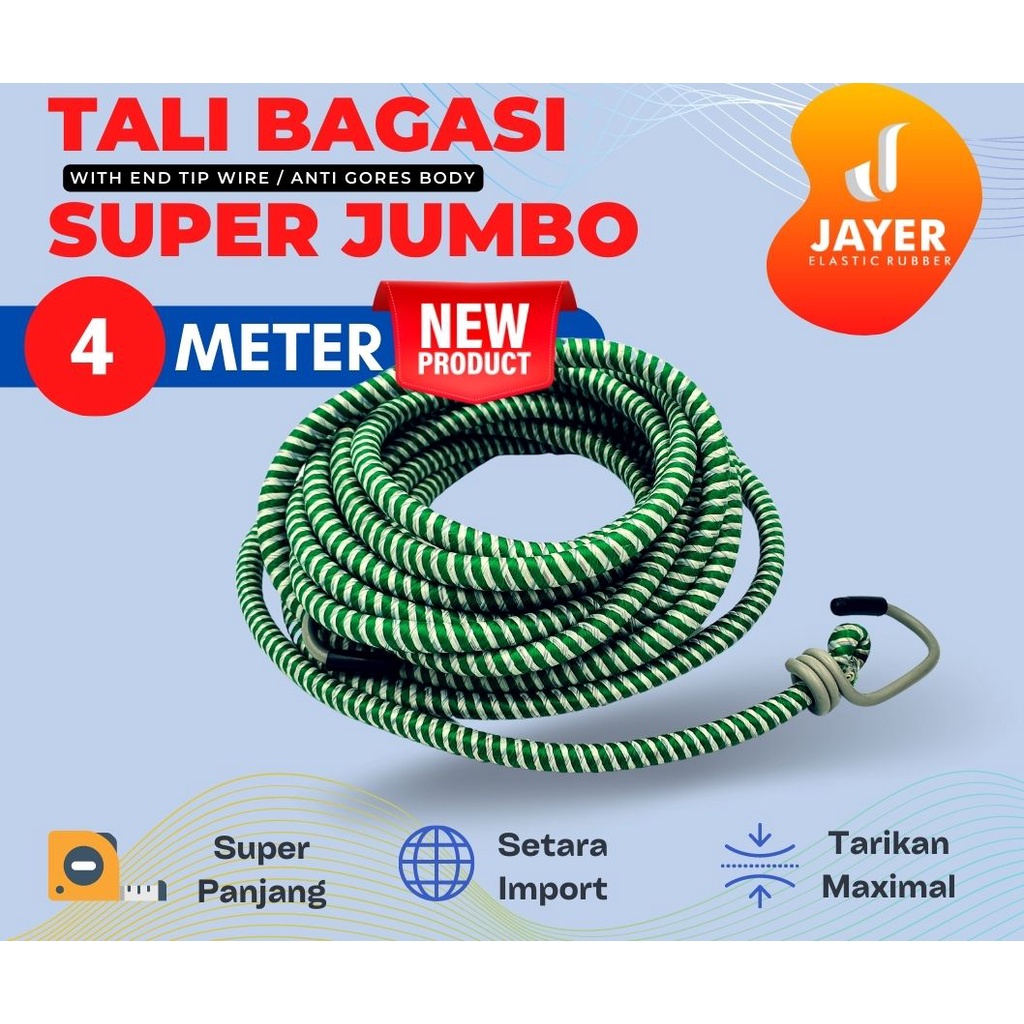 Tali karet pengikat barang motor Super LONG  JUMBO 5 Meter Spesial Produk