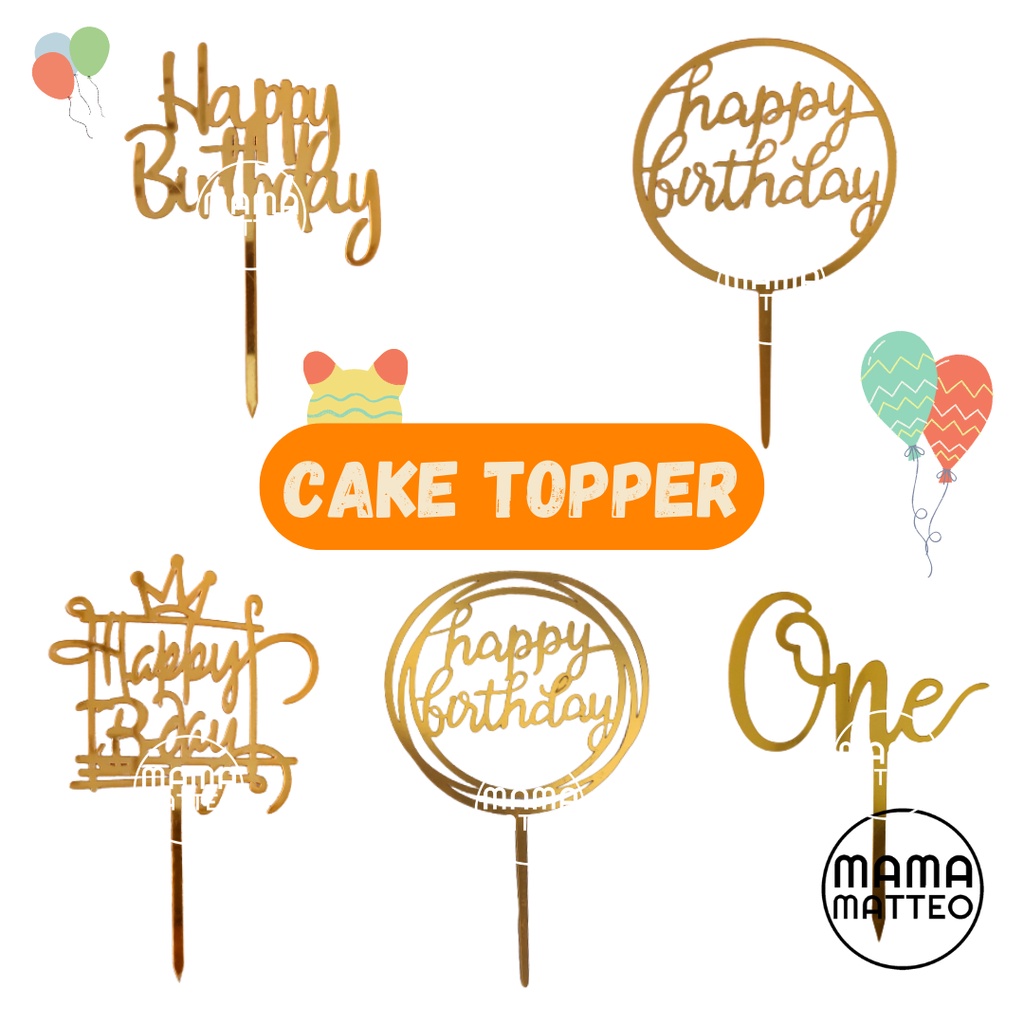 Cake Topper Hiasan Kue / Dekorasi Tusukan Kue Ulang Tahun Tulisan Happy Birthday Penghias Kue / BANDUNG