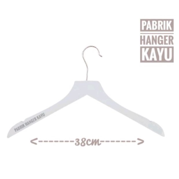 HANGER BAJU KAYU KEPALA LURUS PUTIH 38CM