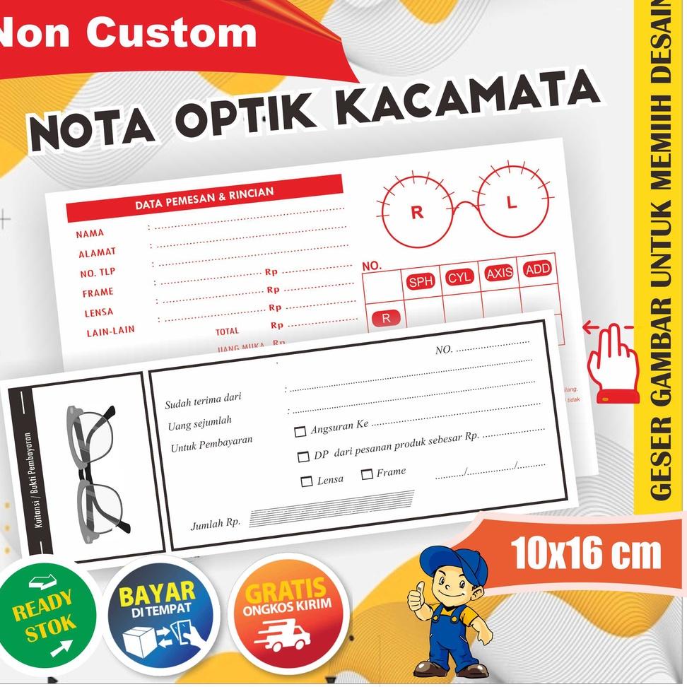 

(New[D59F]✉) Nota dan Kwitansi Optik kacamata Grosir dan Eceran 2 ply Rangkap super keren