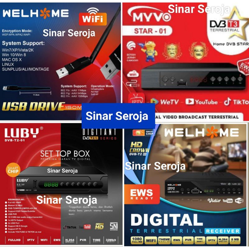 Set Top Box STB  Crown Welhome Penerima Siaran Televisi Digital Murah