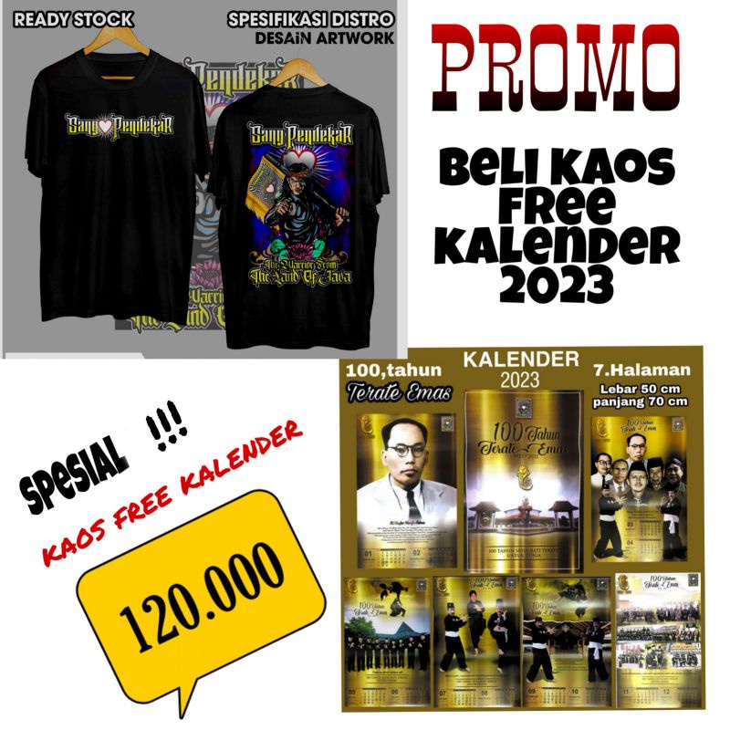 BNJ 3 KAOS PSHT PROMO FREE KALENDER 2023 KAOS SANG PENDEKAR PSHT TERBARU TERATE EMAS WAYANG JAWA