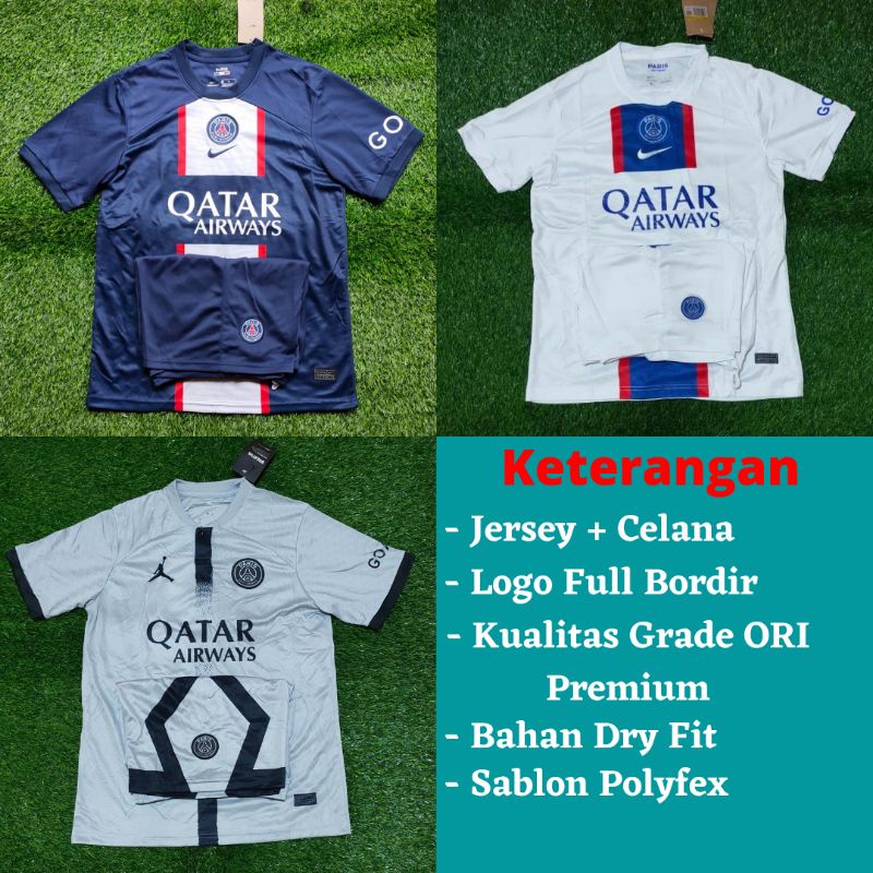 Setelan Jersey PSG Home Away 3RD 2022 2023 Grade Ori Import Baju Sepak Bola Psg