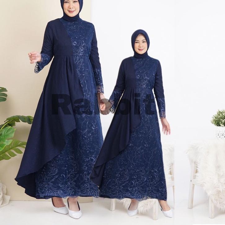Harga Termuraah Zolana Gamis brokat couple ibu dan anak perempuan dress panjang brukat mix moscrepe 