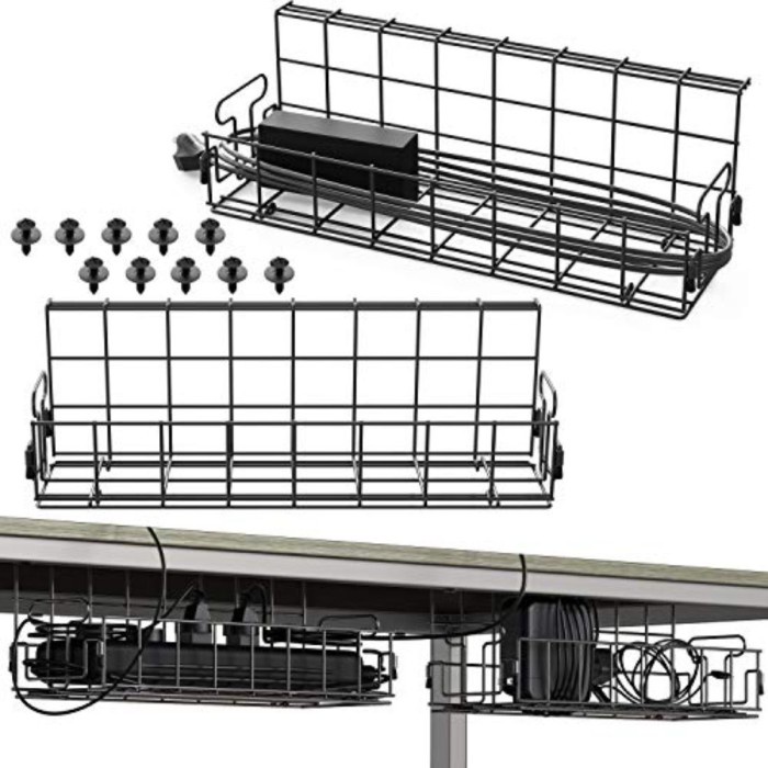 

2 PACK - SHW UNDER DESK CABLE WIRE MANAGEMENT TRAY ORGANIZER