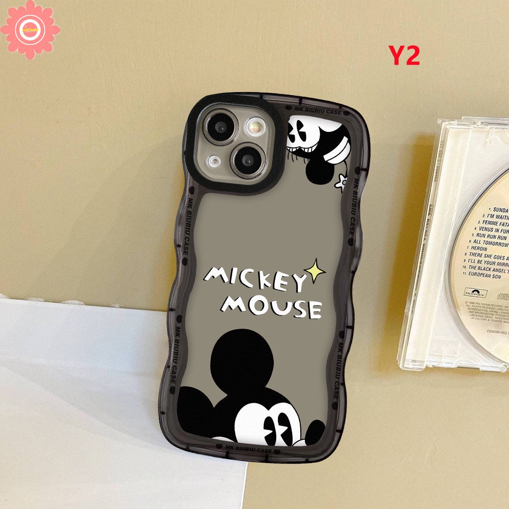 Couple Case Compatible For iPhone 11 14 13 12 Pro Max 6 6s 8 7 Plus 14Plus XR X XS Max SE 2020 Wavy Edge Cartoon Cute Disney Mickey Mouse Soft TPU Cover