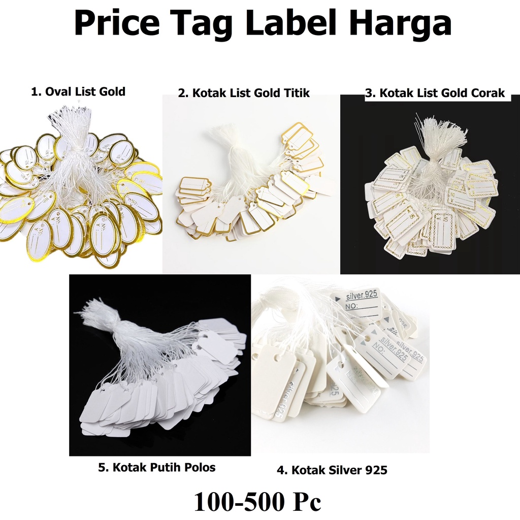 Price Tag / Label Harga / Label Perhiasan Putih List Harga/100-500Pc