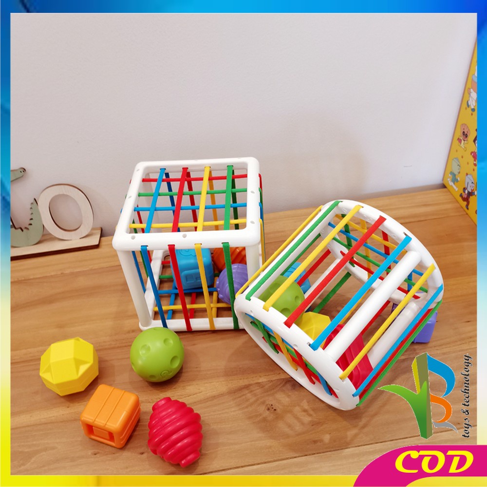 RB-M196 Mainan Rainbow Puzzle Kerincingan Bayi Sorting Puzzle Mainan Edukasi Anak Montessori Toys