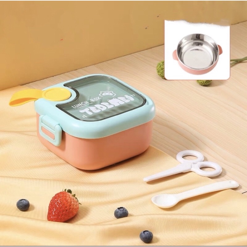 bekal makan set Lunch Fit / Kotak makan Lunch box set Kotak makan anak Stainless 304 kids lunch box Set Premium rantang makan kado Gift