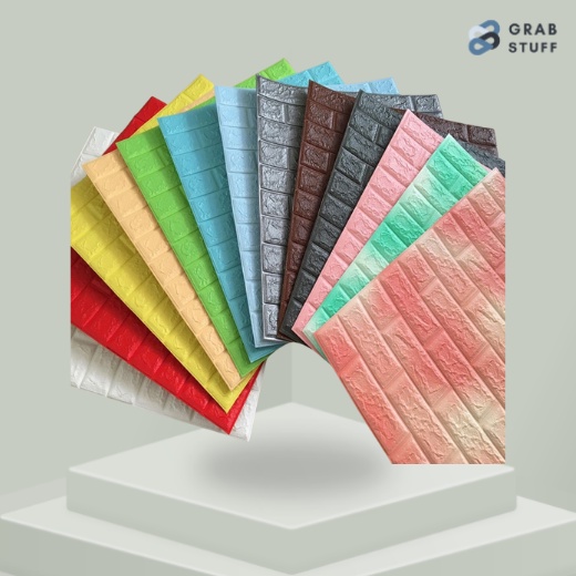 Walpaper 3D Dinding Kamar Ruang Tamu Dapur Aesthetic Elegan Mewah Murah Embosed Motif  Bata Timbul Ukuran 77x70 cm / Sticker Wallpaper Dekorasi Dinding Foam Rekat Anti Air High Quality / Walpaper Tembok Warna Putih / Perekat Wallpaper Dinding Mini Kuat
