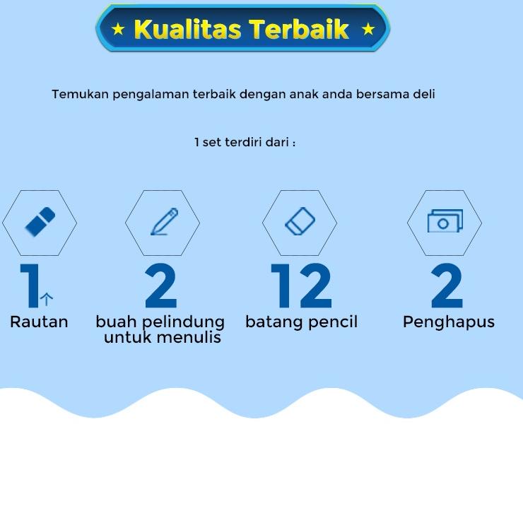 

(O[3Y]✓) Deli Stationery set 4 in 1 rautan pensil 12pcs pensil 2 penghapus dan 2 penutup pena 68896 bisa cod