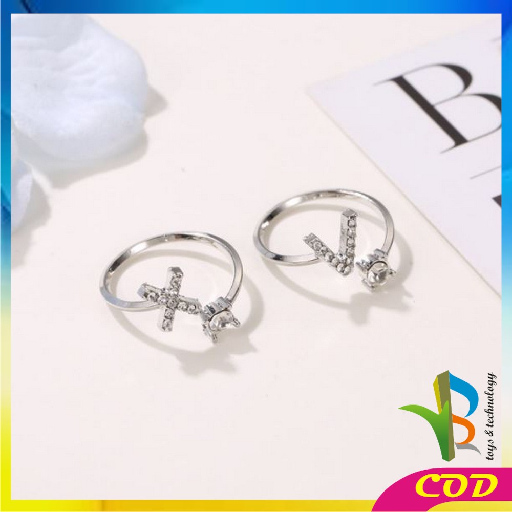 RB-K59 Cincin Huruf Silver Abjad Huruf A-Z Stainless Inisial Nama Cincin Alphabet Wanita Fashion / Cincin Wanita Huruf Set Perhiasan Wanita