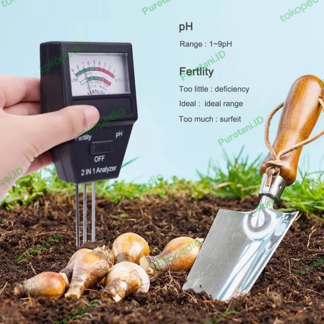 PH &amp; fertility meter alat ukur tes kesuburan tanah PH tanah 2 in 1