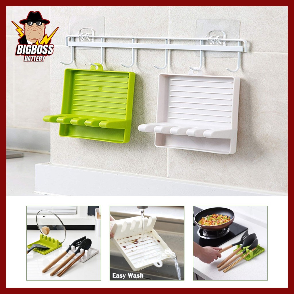 Holder Tatakan Spatula Sendok Sumpit Multifungsi Alat Masak 4 Slot Serbaguna