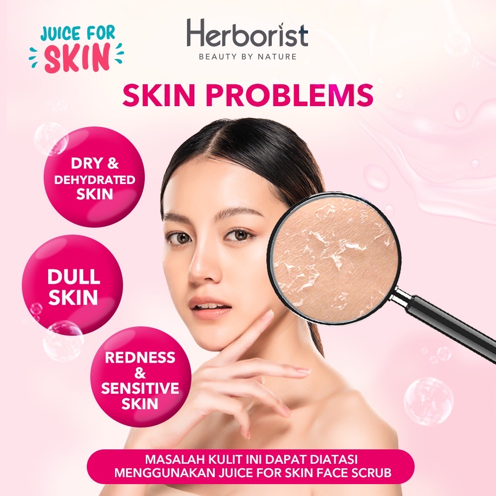 HERBORIST Juice For Skin Face Scrub Indonesia / Pembersih Wajah 60g / Refreshing With Natural Walnut / Brightening Soothing Hydrating / Orange Apple Raspberry Extracts / Peeling Exfoliasi Skincare Facial Care Muka Body Serum Exfoliating Gel Mineral Lotion