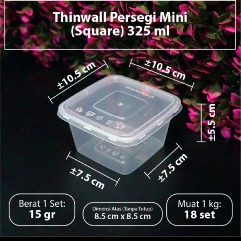 thinwall square kotak 250ml 325ml / kotak salad buah