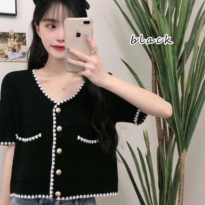 Murah Banget Kardigan Pendek Rajutan Lengan Pendek Gaya Korea Untuk Wanita