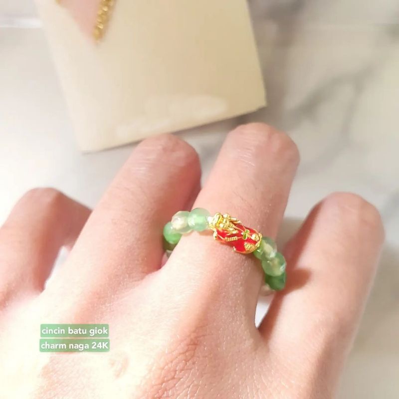 cincin hongkong 24k krystal premium variasi emas HK 999 liontin baby mini jilin naga pixiu warna cet