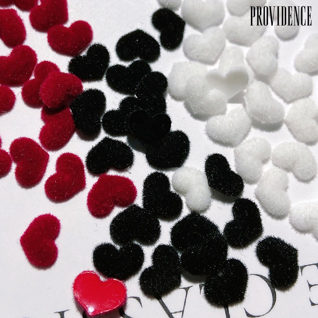 Providence 20 Pcs Nail Art Dekorasi Mudah Tempel Berbulu Tiga Dimensi DIY Mini Hitam Merah Putih Musim Gugur Dingin Manicure Mewah Jantung Perlengkapan Kuku