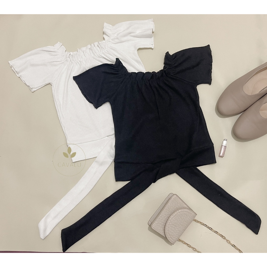 CAVALU Korean Sabrina Crop Top Korea Pita Sexy 160
