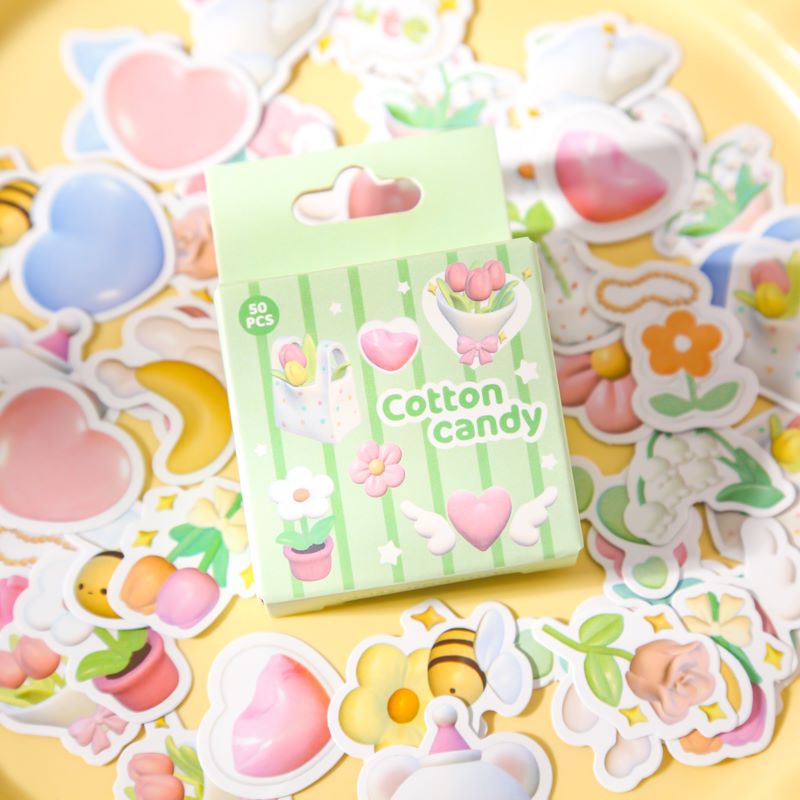 50pcs Set Stiker Kartun Cotton Candy Series Scrapbooking DIY Stiker Untuk Anak-Anak