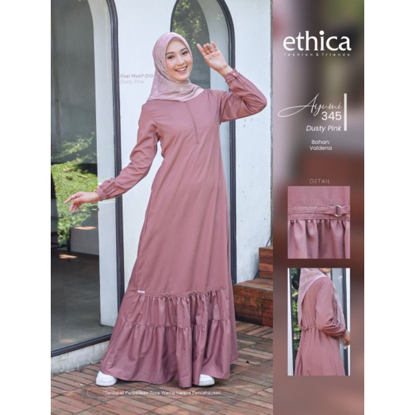 Baju Gamis Ethica Ayumi 345 dusty pink/ Ayumi 345 navy