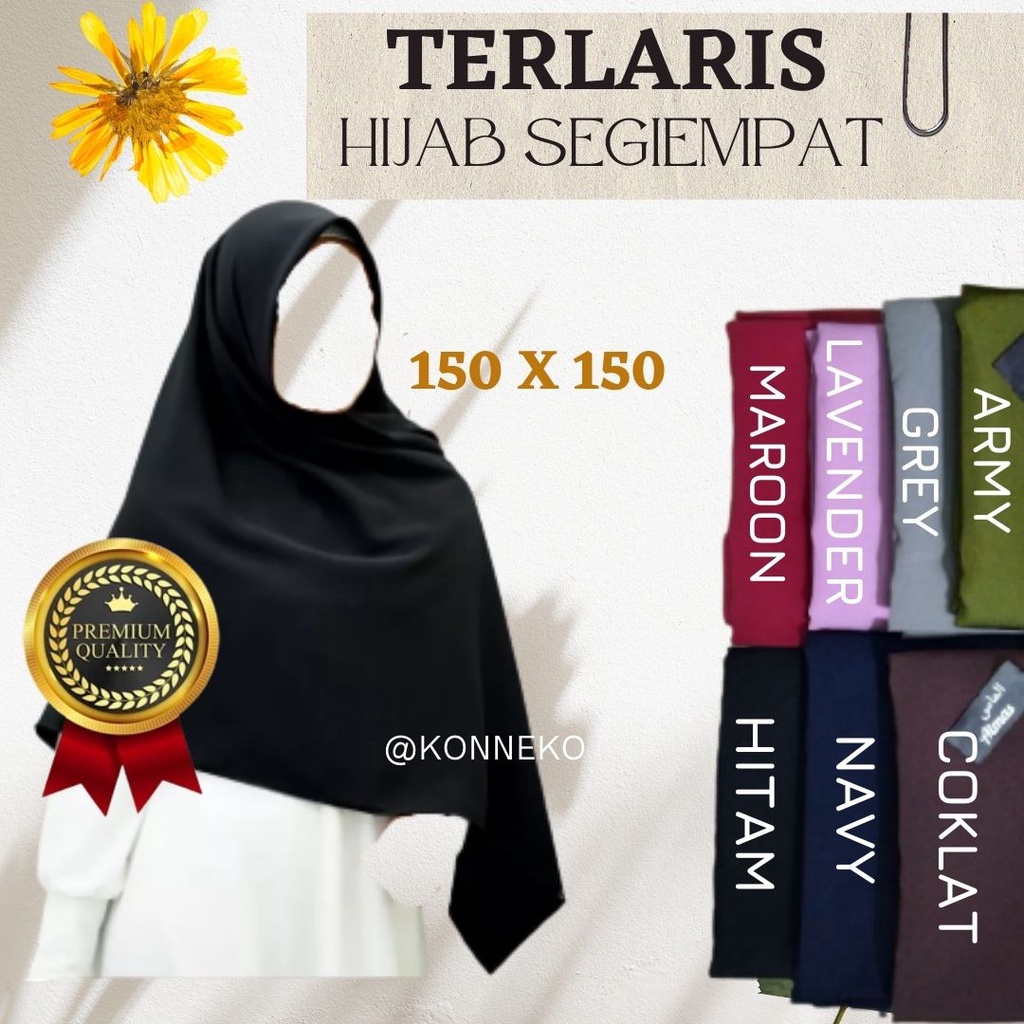 Jilbab Syar'i Segi Empat Wolfis  Polos Jumbo 150x150cm Almas Kualitas Premium muslim / fashion musli
