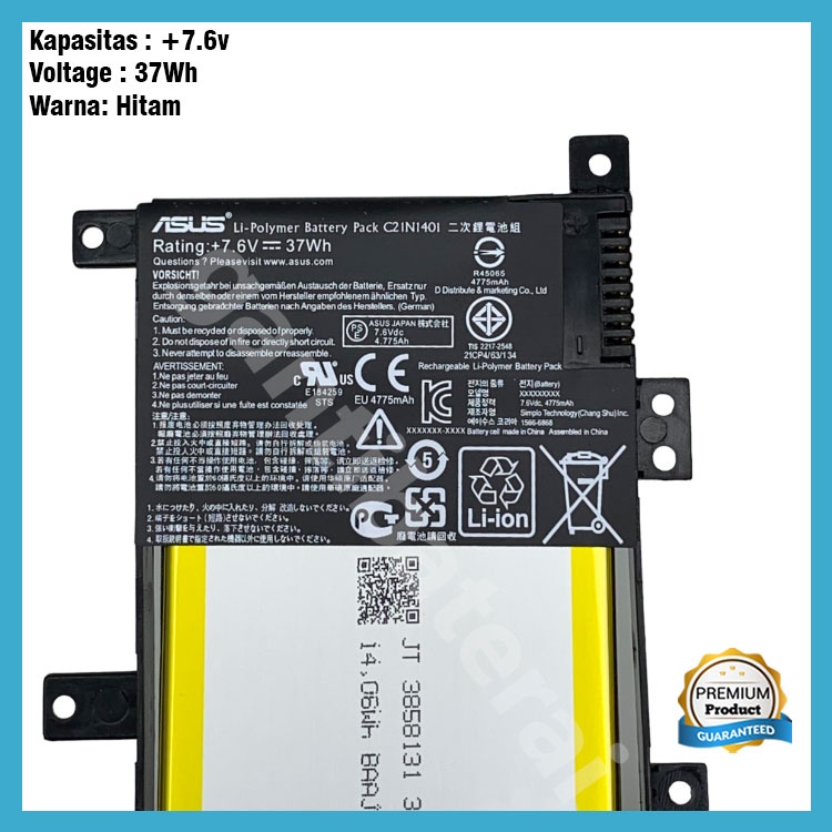 Baterai ASUS X454W X454WA X454Y X454YA 454LA c21n1401