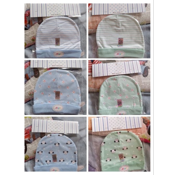 (MIYO) TOPI BULAT/TOPI BAYI MOTIF PRINT