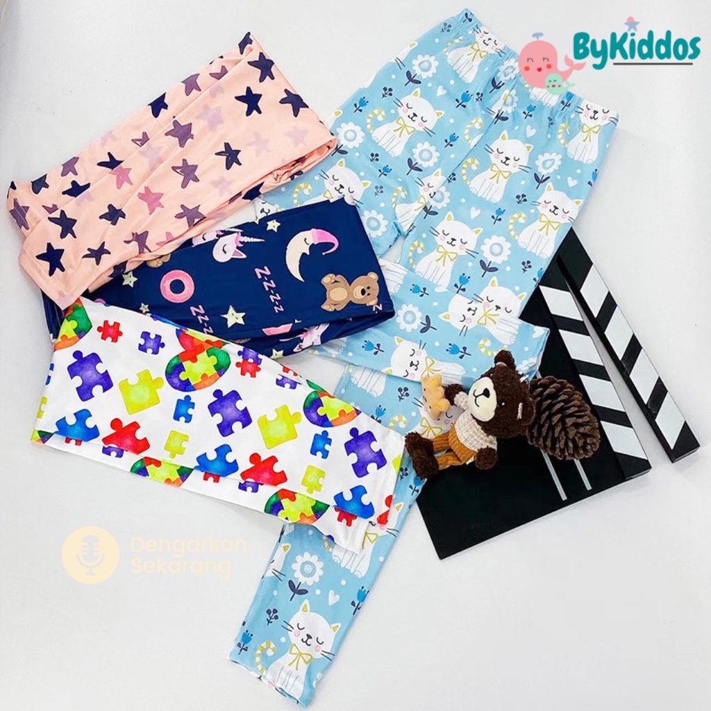 ByKiddos - Legging Katun Impor Stretch Panjang Cetak Motif Lucu Ala Korea Anak Perempuan Import 3-11 Th