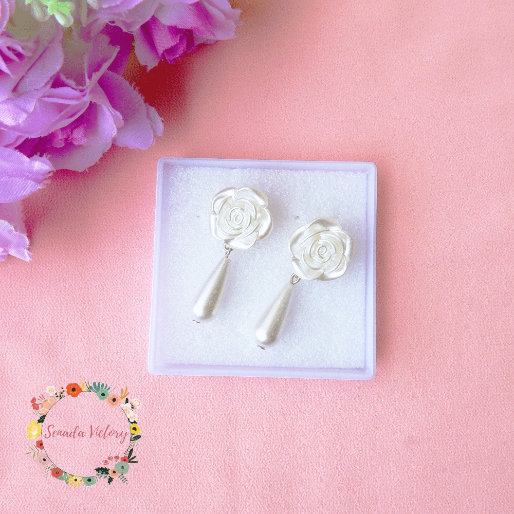 Senada Victory Anting Tusuk Mawar Bandul Tetes Kekinian Aksesoris Fashion Wanita SA07