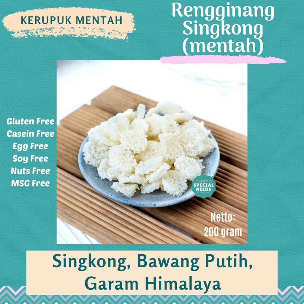 

Rengginang Singkong Mentah 200g - Gluten Free, MSG Free, Egg Free, Sugar Free - Diet Special Needs