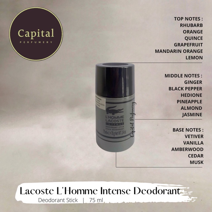 DEODORANT STICK LACOSTE L'HOMME INTENSE 75ML