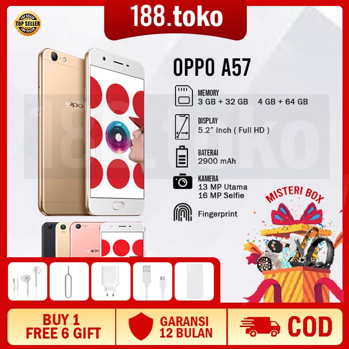 hp OPPO A57 ram 4/64GB 4G LTE Smartphone GARANSI 1 TAHUN