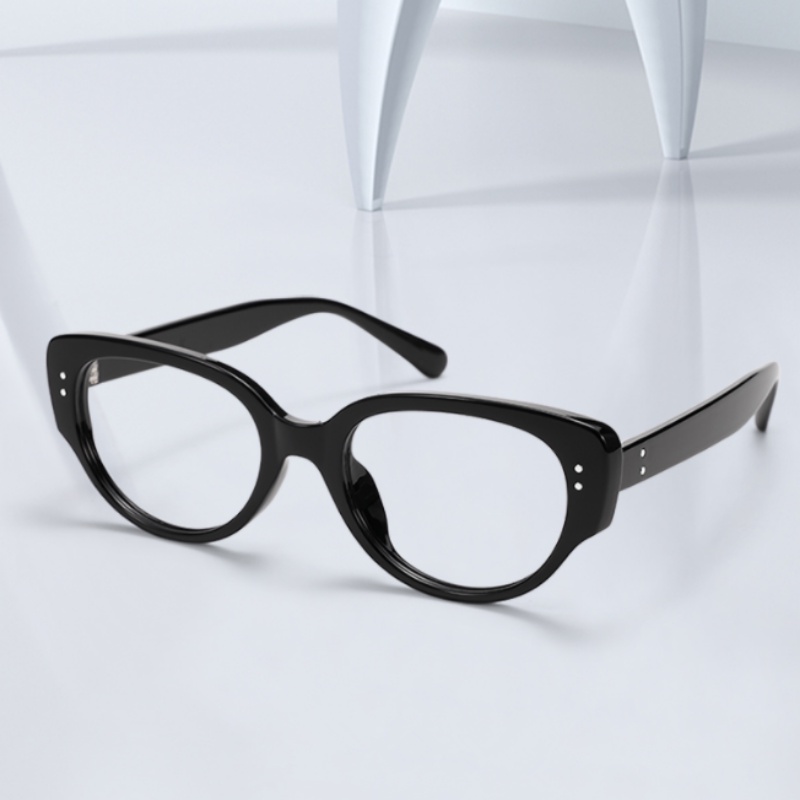 We Flower Kacamata Gaya Retro Korea Hitam Mata Kucing Kacamata Untuk Wanita Pria Trendi Face-lift Beauty Glasses Outdoor Fashion Eyewear