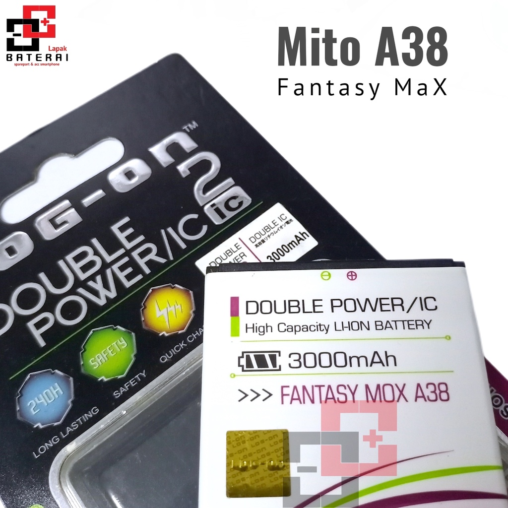 LOG - ON Baterai Mito A38 Fantasy Max BA00100 Double IC Protection Battery Batre