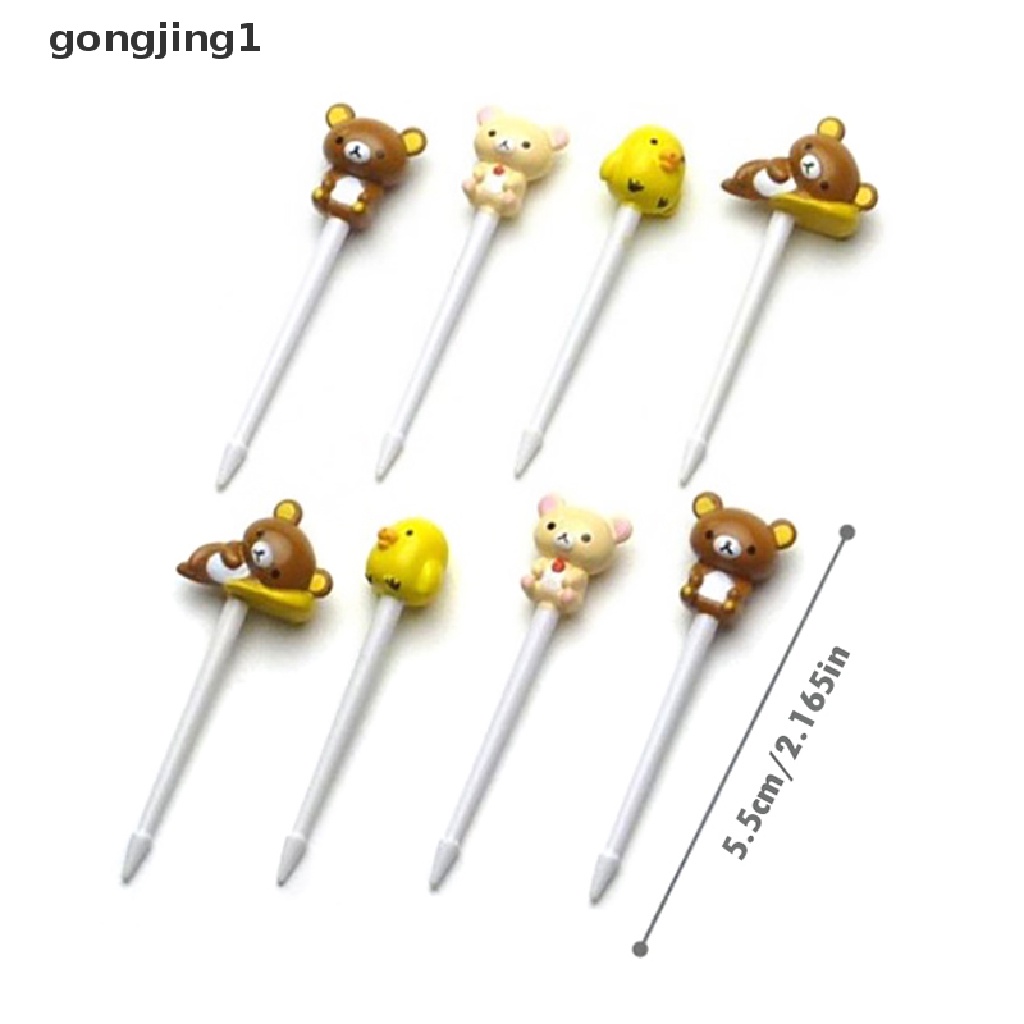 Ggg 8pcs Pilihan Makanan Hewan Bear shaped Mini Forks Anak Lucu Garpu Buah Bento Decor ID