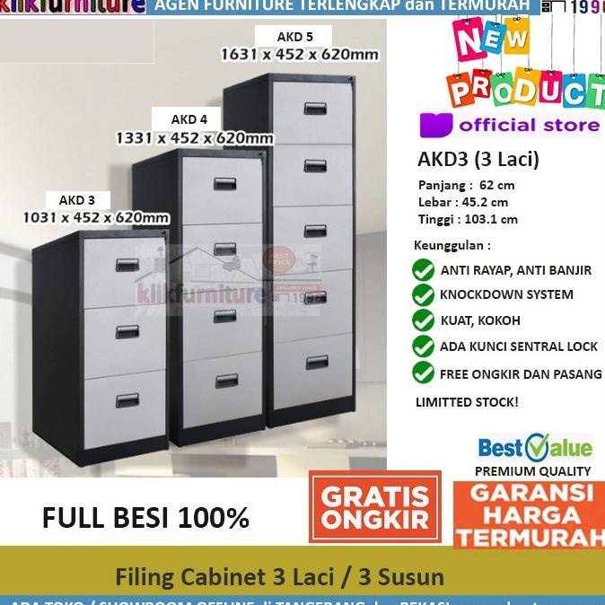 

PROMO Filling Cabinet Besi 3 Laci / 3 Susun AKD3