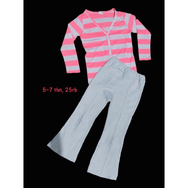 setelan cutbray anak preloved/kulot putih pl 4 5 6 7 thn