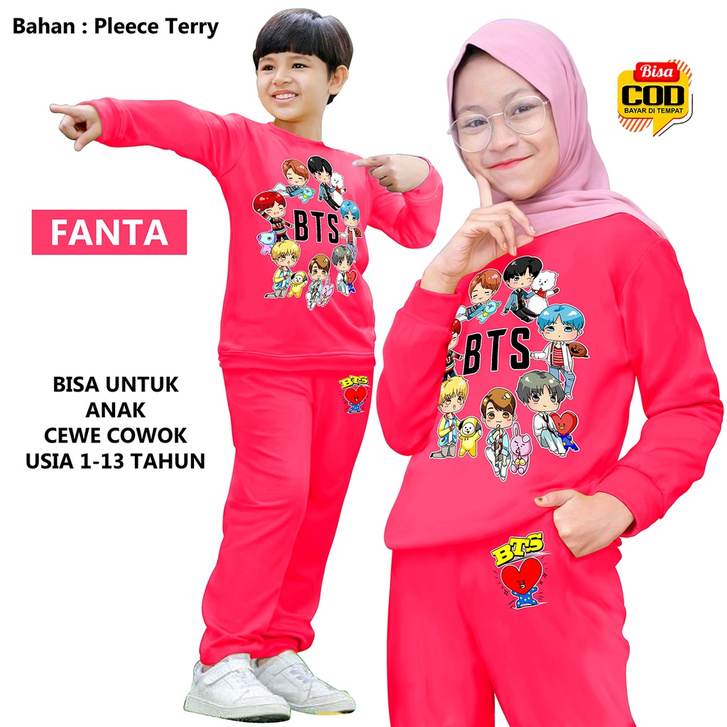 BISA COD&amp;GRATIS ONGKIR TM 0004 Setelan Anak BTS BT21, Setelan Training Olahraga Anak