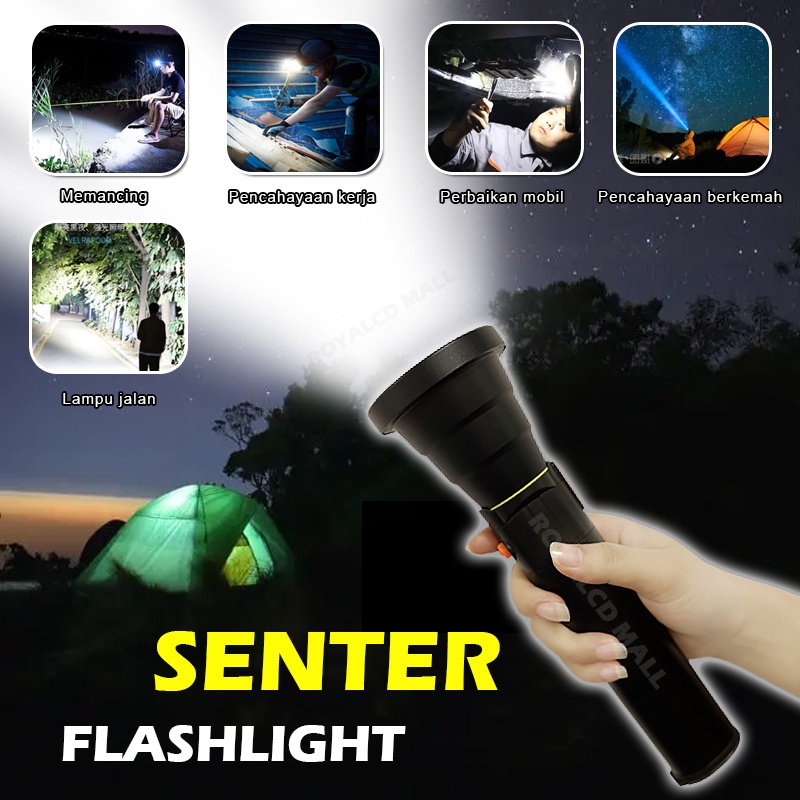 Senter T68 LED Flashlight Dan Powerbank 6000mAh USB Rechargeable Senter Super Terang Jarak Jauh Senter 10.000 Lumens Lampu Berburu Senter Mounting Senter