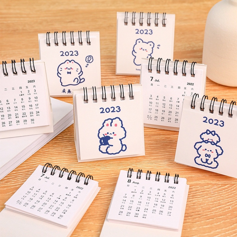 2023kalender Meja Mini Gaya Ins Versi Korea/ Desktop Kalender Hewan Kartun Lucu